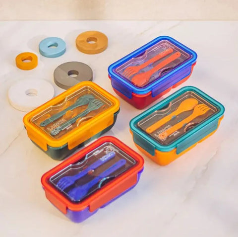 KENDY 2 PORTION BPA FREE LUNCH BOX WITH SPOON N FORK