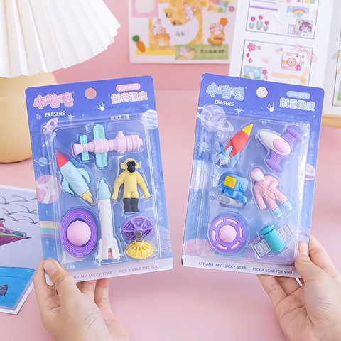 IMPORTED AERONAUTICAL SPACE SET OF 6 ERASERS PACK