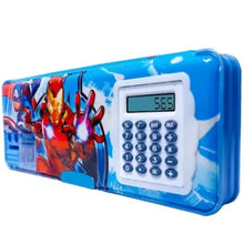 Dual side pencil box with calculator